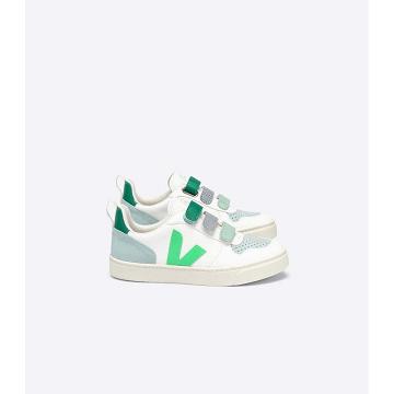 Veja V-10 CHROMEFREE Joggesko Barn White/Green | NO 846NWY